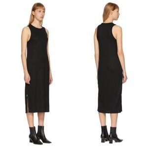 Rag & Bone Small Black Ribbed Knit Tank Dress Side Zippers